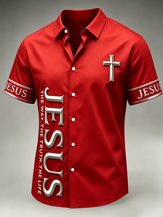 Men's Faith Cross Printed Casual Shirt
