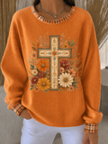 Women's Casual Round Neck Maple Leaf Sports Shirt