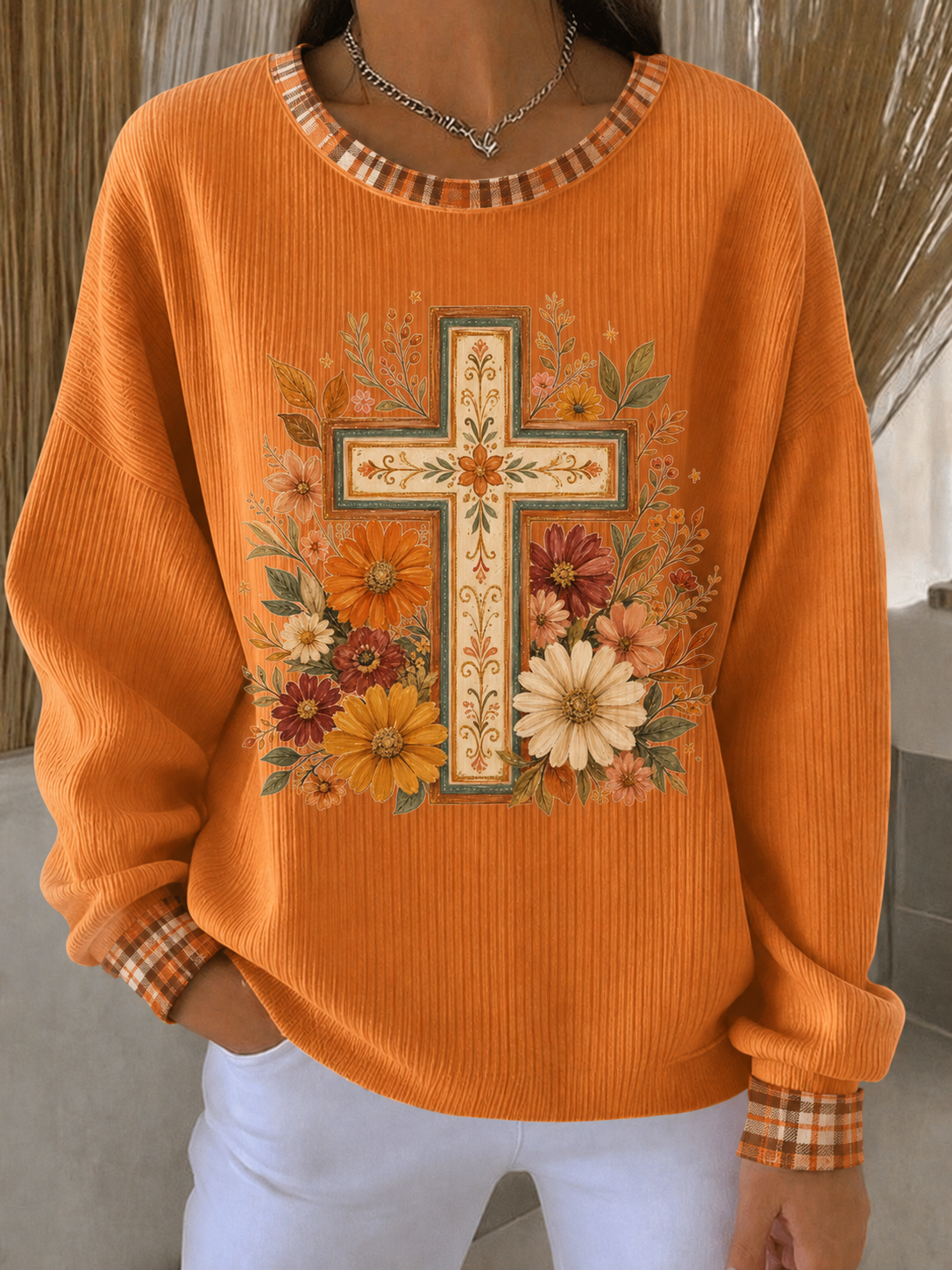 Women's Casual Round Neck Maple Leaf Sports Shirt
