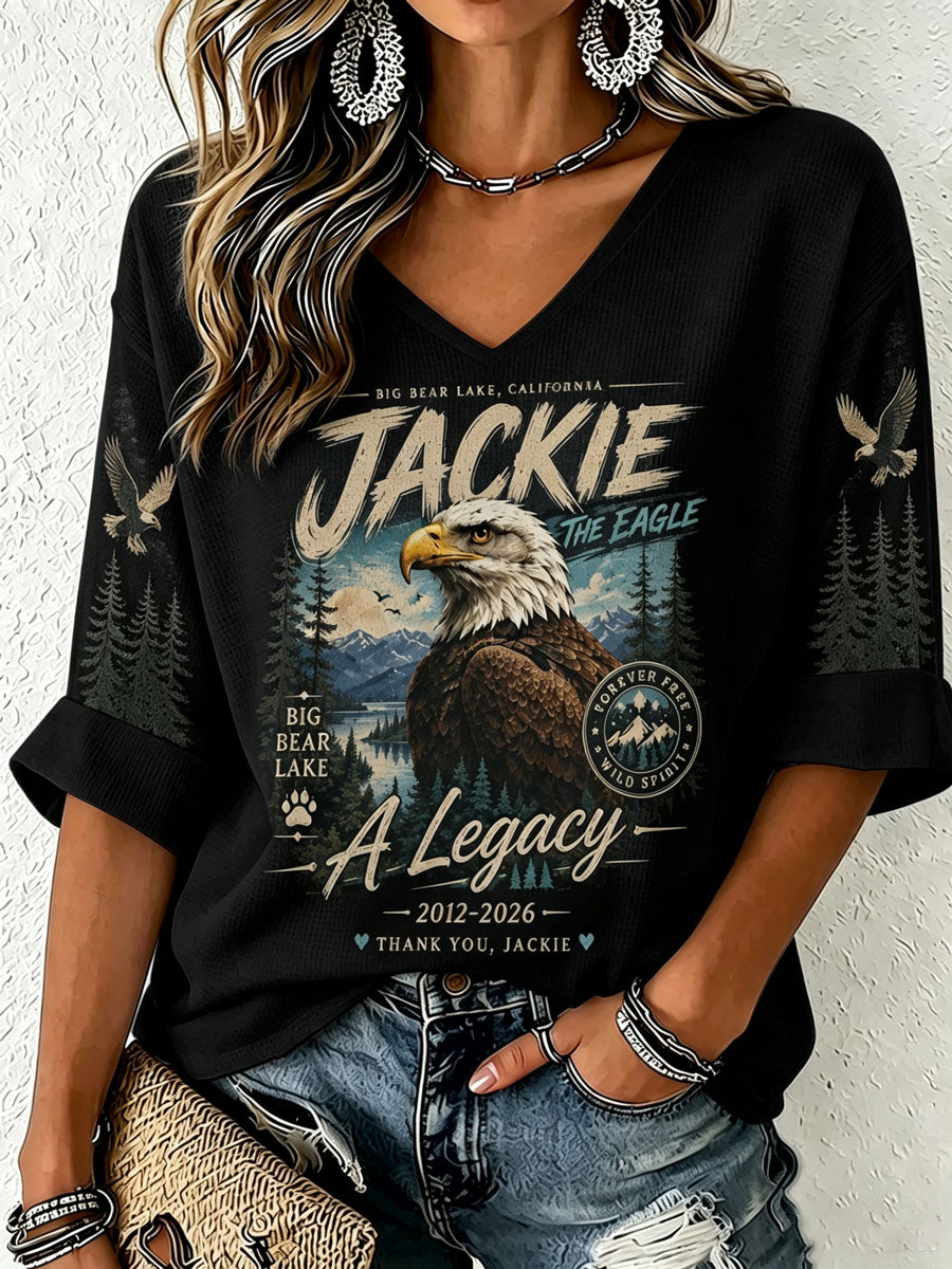 Women's Jackie The Eagle Print V Neck Top
