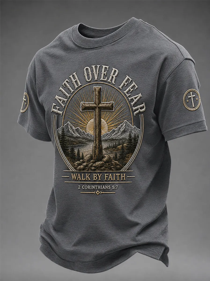 Men's Religious Beliefs Print Short Sleeve T-shirt