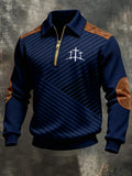 Men's Faith Cross Print Casual Zipper Sweatshirt