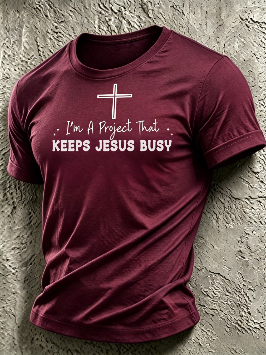 Men's Faith Printed Casual Round Neck T-Shirt