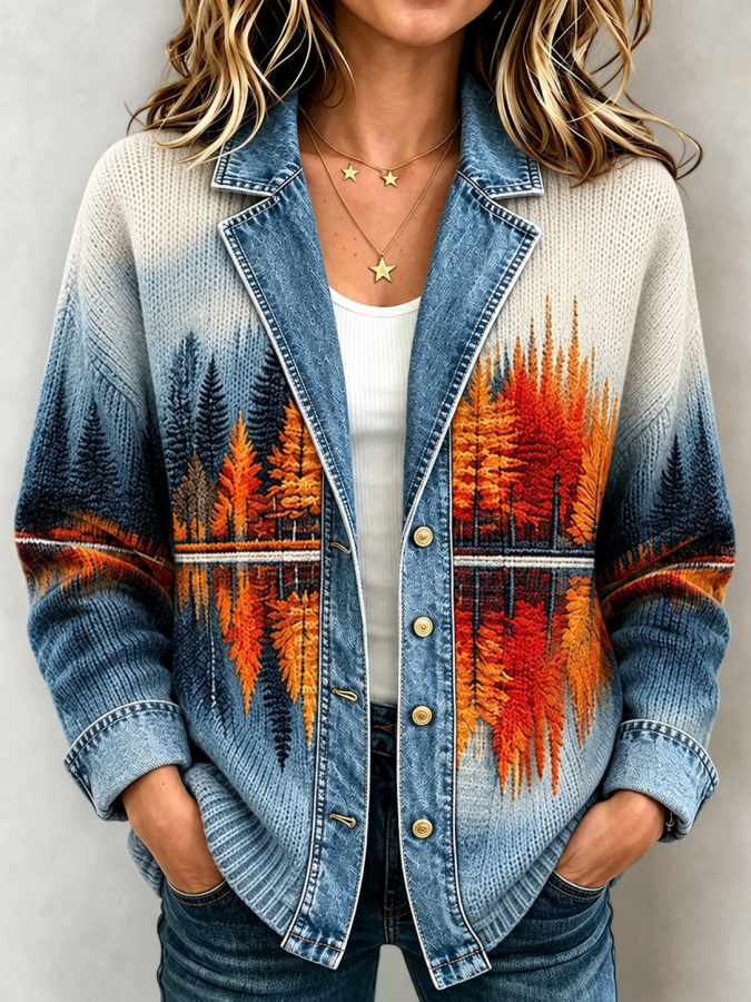 Women'S Retro Autumn Printed Jacket