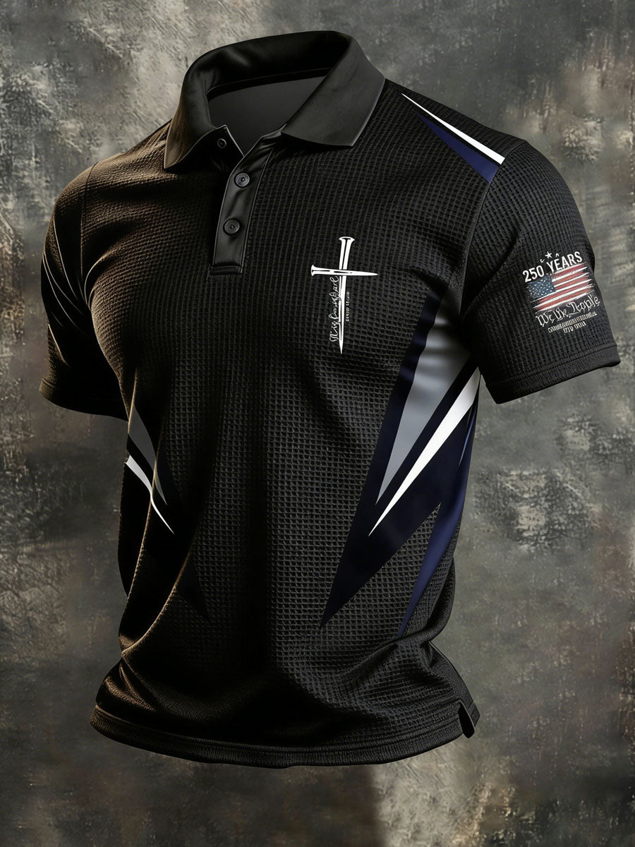 Men'S Retro Faith Print Polo Shirt