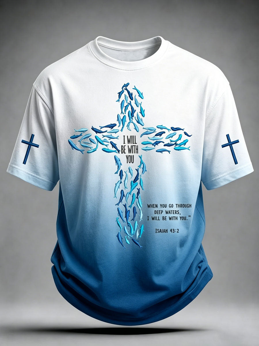 Men'S'“I WILL BE WITH YOU”Faith Printed Short Sleeved T-Shirt