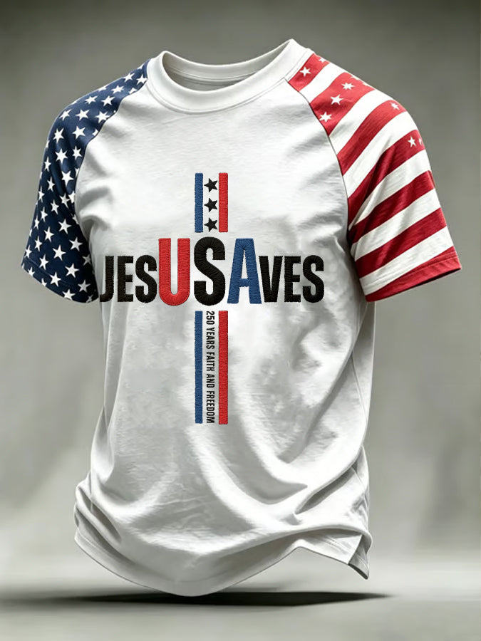 Men's America Flag Printed Casual T-shirt