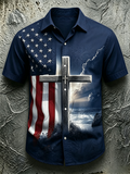 American Flag Faith Commemorative Printed Collar Top