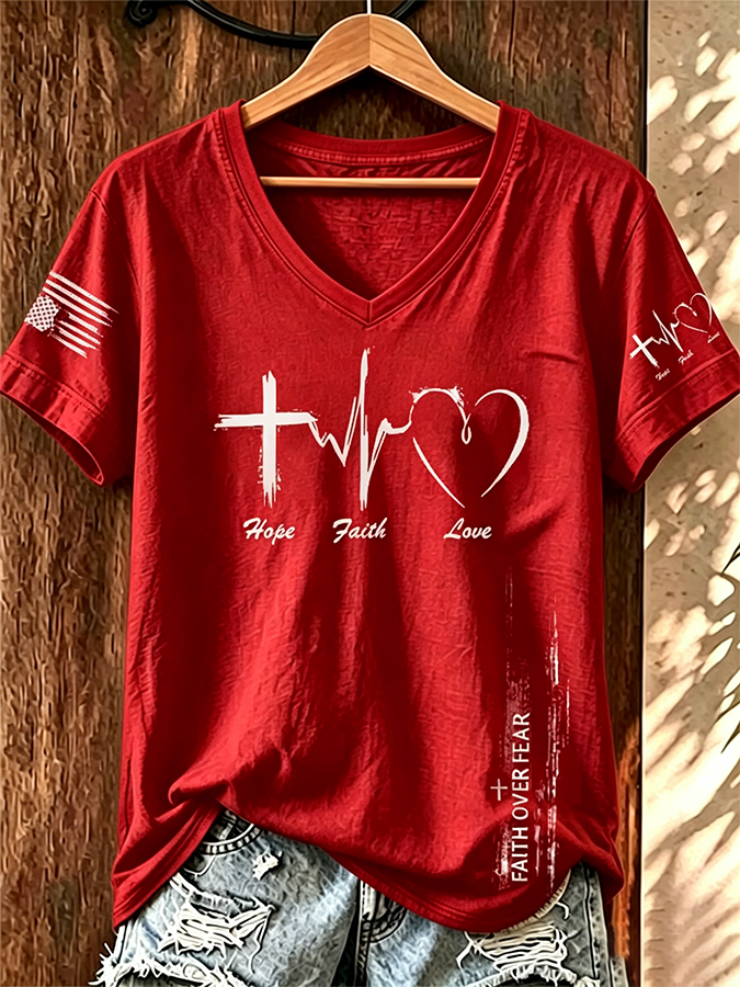 Women's Hope Faith Love Print Top