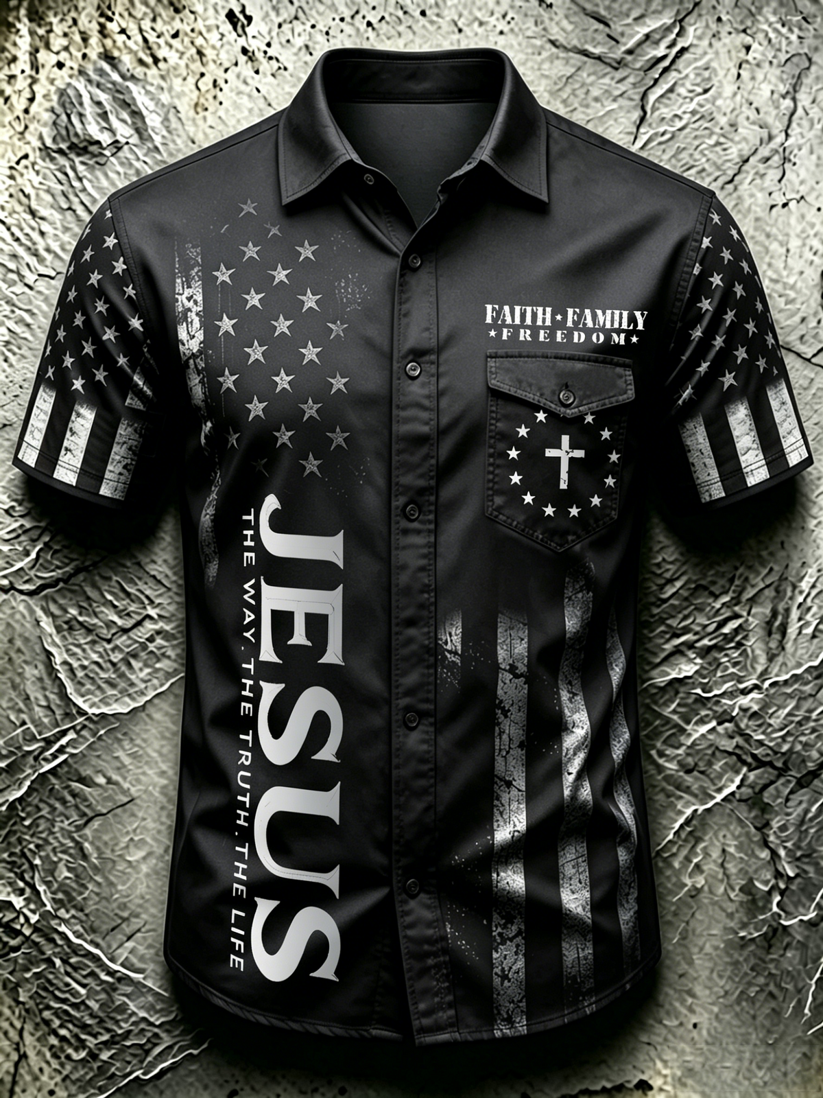 American Faith Cross Commemorative Printed Pocket Shirt