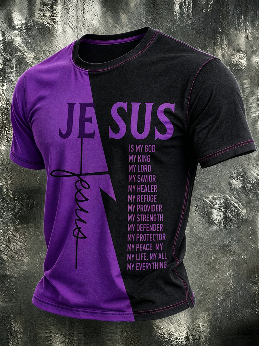 Jesus Faith Commemorative Printed Round Neck T-Shirt