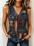 Women's America Flag Print Sleeveless Top