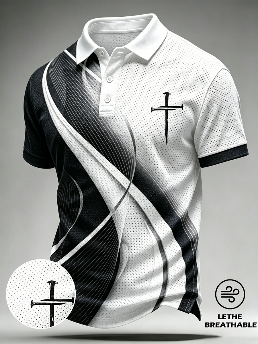Faith Cross Breathable Hole Fabric Business Polo Shirt