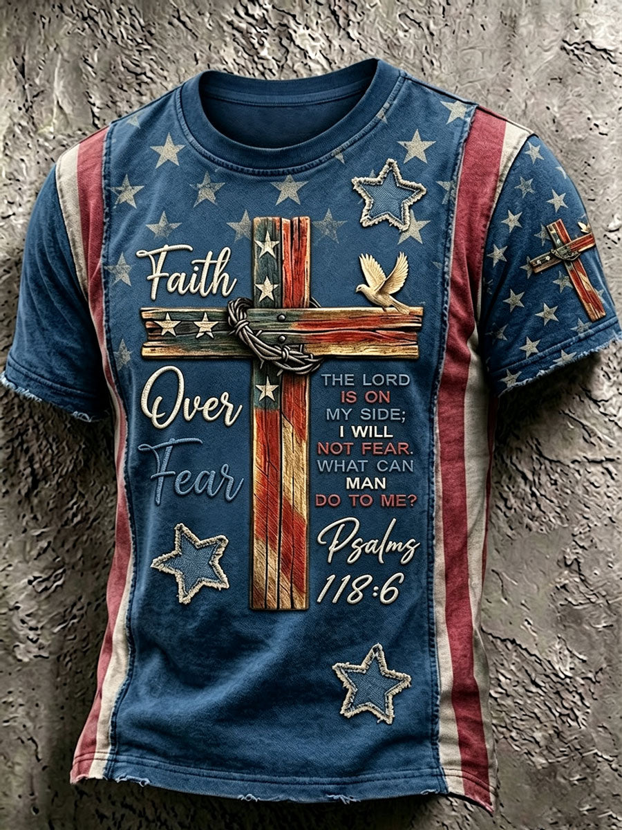 Men'S Retro American Flag Cross