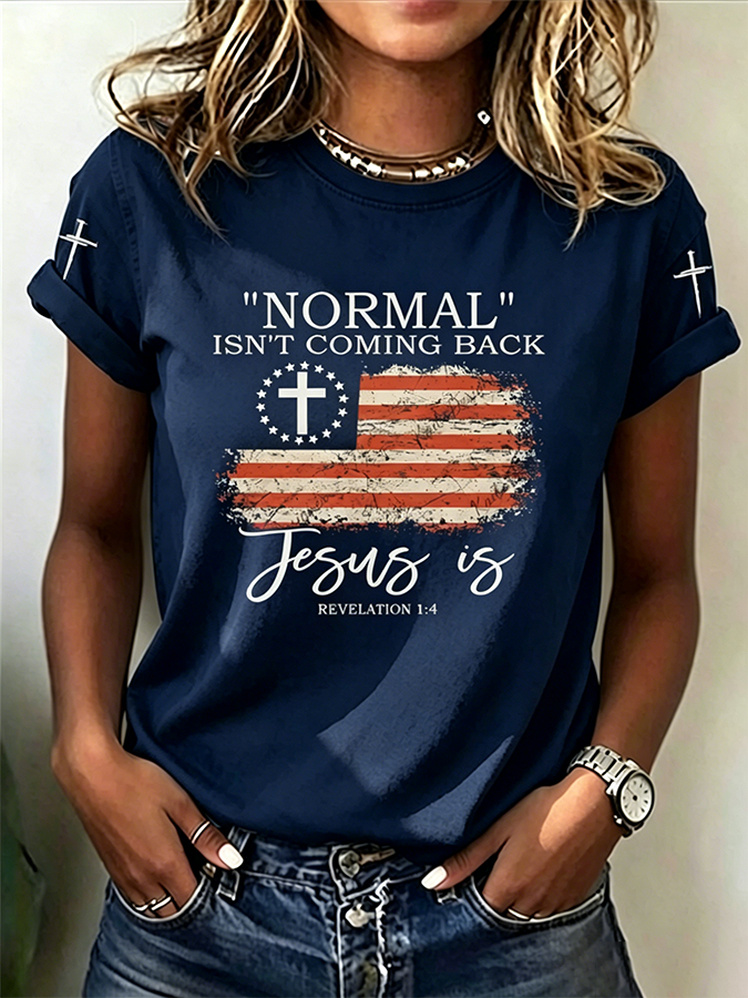 Women's US Flag Faith Print Casual Top