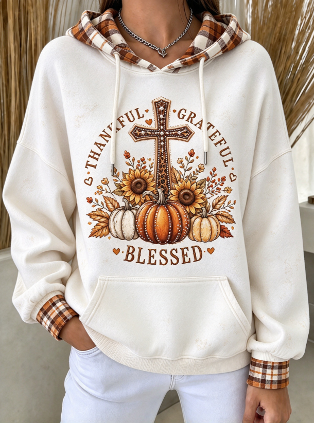 Women'S Autumn Faith Art Printed Hoodie