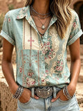 Women's Retro Faith Floral Printed Casual Shirt
