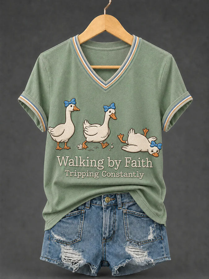 Women'S Faith Printed V-Neck T-Shirt