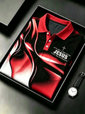 Men's Christian Cross Pocket Printed Polo Shirt