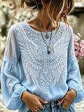 Women's Cross Printed Casual Cotton and Linen Top