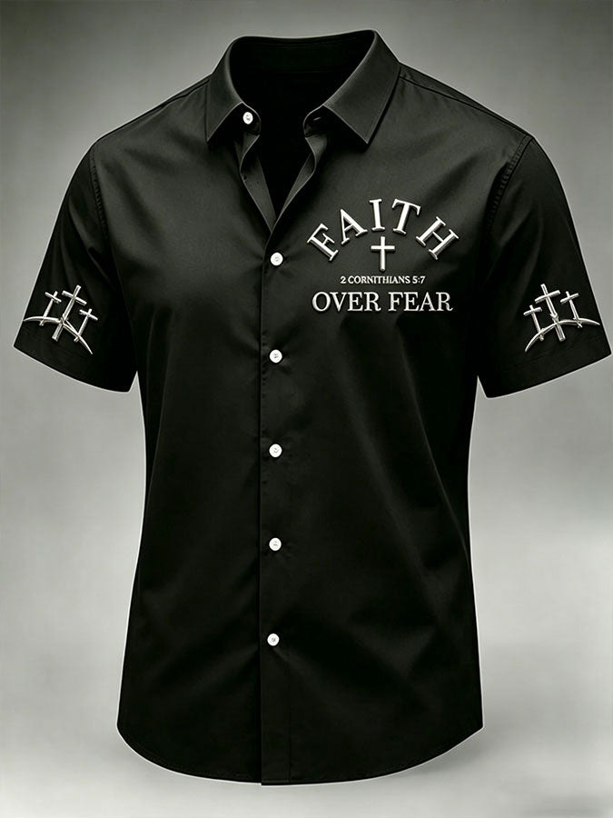 Men'S Faith Printed Casual Collar Shirt