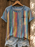 Women'S Faith Cross Printed Waffle T-Shirt