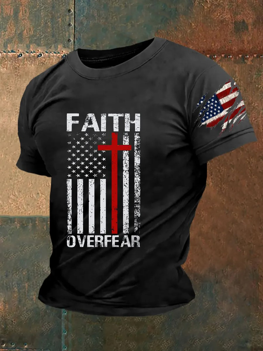 Men'S Casual American Flag Only God Can Judge Me Printed Shirt