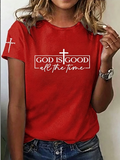 Women'S Faith Cross Round Neck Short Sleeved T-Shirt