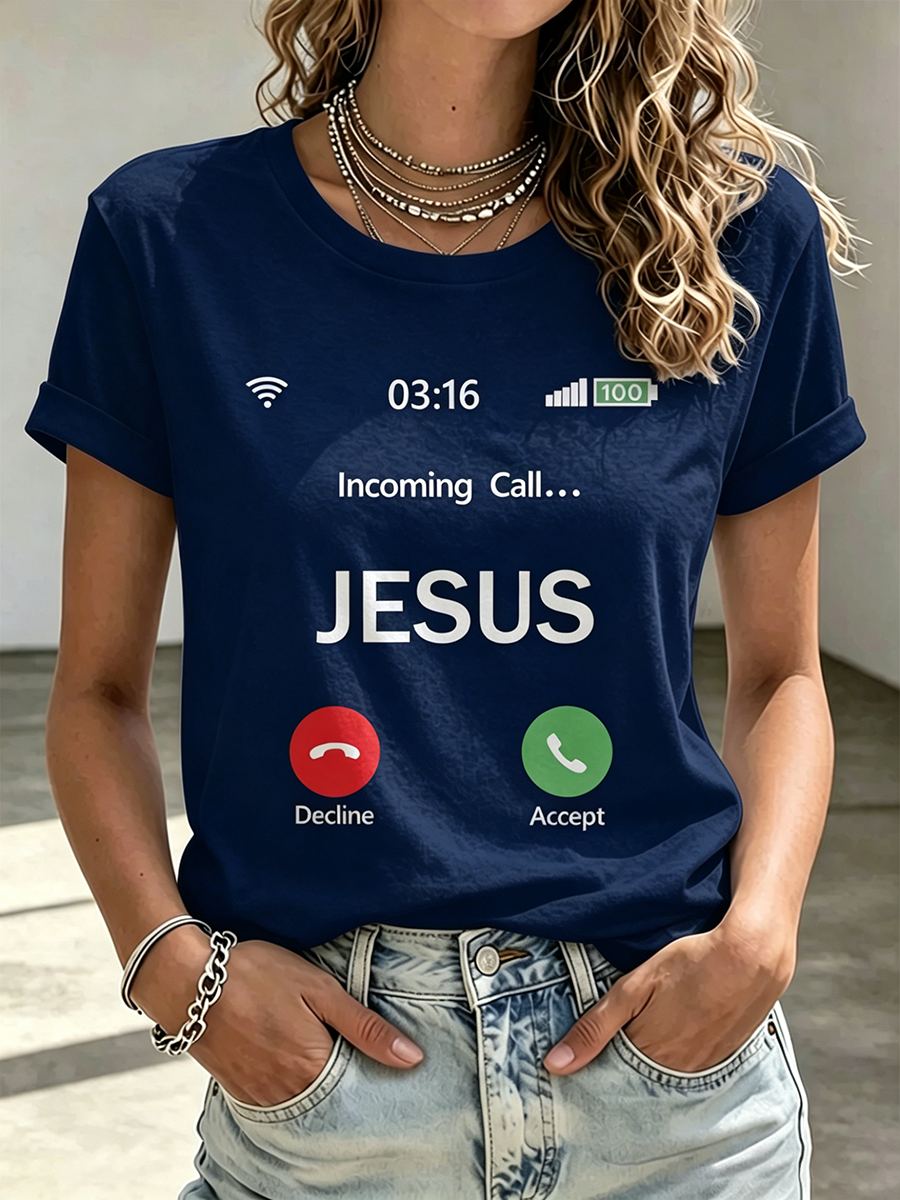 Faith Cross Printed Round Neck Top