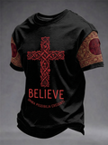 Men'S Faith Cross Printed Casual T-Shirt