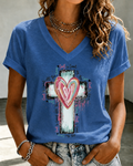 Women'S American Flag Faith Printed Casual T-Shirt