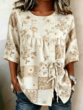Women's Retro Floral Print Top