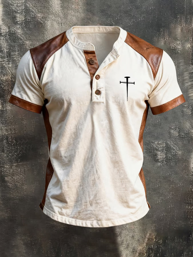 Men'S Faith Casual Washed Cotton Lined Short Sleeved Shirt