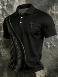 Men'S Faith Cross Print Polo Shirt