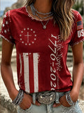 Women's USA Printed Casual T-shirt