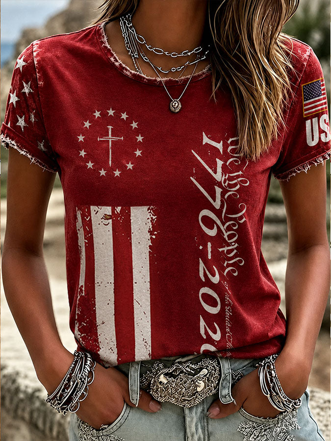 Women's USA Printed Casual T-shirt
