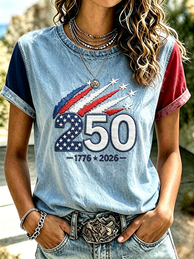 Women'S Casual Patriotic Printed T-Shirt