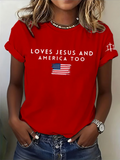 God Bless America Faith Commemorative Printed Casual T-Shirt