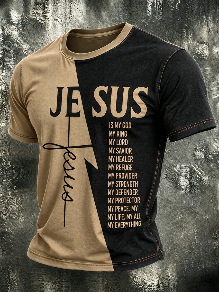 Jesus Faith Commemorative Printed Round Neck T-Shirt