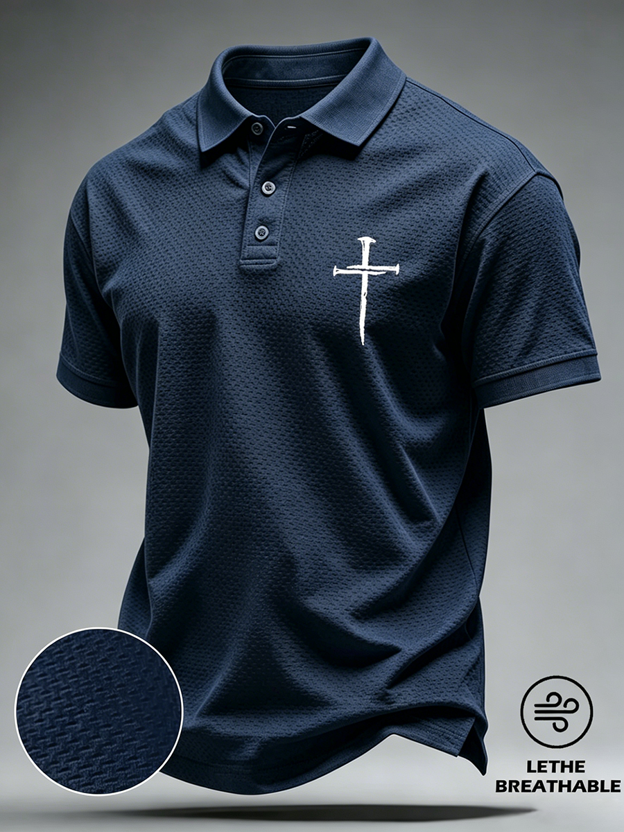 Faith Cross Breathable Hole Fabric Business Polo Shirt
