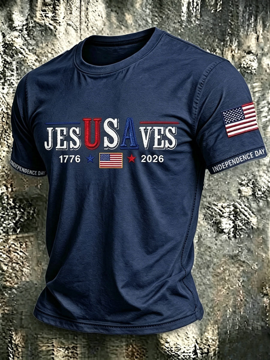 Men'S USA Independence Day Faith Art Printed T-Shirt