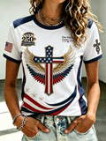 Women's Casual American 250th Anniversary Commemorative Pattern T-shirt