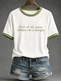 Women'S Retro Faith Art Cross Print Round Neck Short Sleeved T-Shirt