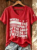 Women'S Where the Spirit of the Lord Is Freedom Print Printed T-Shirt