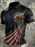 Men's Retro Usa Independence Day Print Polo Shirt