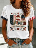 Women'S Religious Faith Floral Art Printed T-Shirt