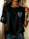 Women'S Casual Faith Waffle Short Sleeved Shirt