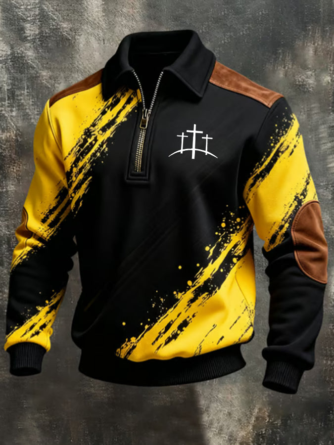 Men's Faith Print Color Locked Zip Up Sweatshirt