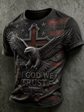 We Believe In God 1776-2026 Patriotic Cross Eagle Pattern T-Shirt