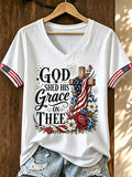 Women's American 250 Cross V-neck 3/4 Sleeve Casual T-shirt